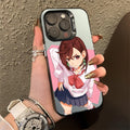 Momo Ayase D-Dandadans Phone Case For iPhone 16,15,14,13,12,11,Pro,Max,Plus,Mini,XS,SE Anti Fall Black Matte Hard Bumper